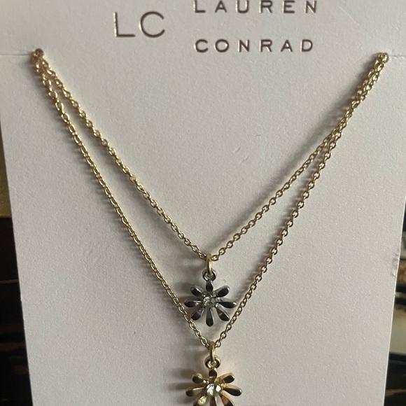 Gold and Silver Flower Pendant Necklace Set, necklace For Women, necklace - Picture 4 of 7